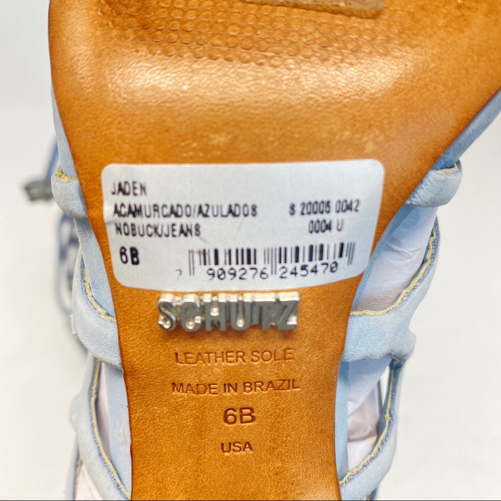Schutz Jaden Baby Blue Cage Sandal Block Heels Size 6 - Picture 6 of 8